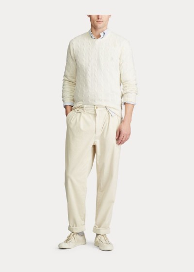 Pantalones Polo Ralph Lauren Hombre Creme - Pleated Baggy Corduroy - BGSFY7183